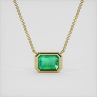 0.82 Ct. Emerald Necklace, 18K Yellow Gold 1