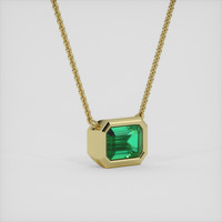 0.82 Ct. Emerald Necklace, 18K Yellow Gold 2