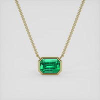 0.82 Ct. Emerald Necklace, 18K Yellow Gold 1