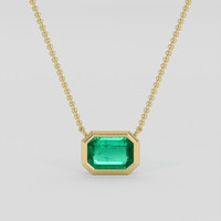 0.69 Ct. Emerald Necklace, 18K Yellow Gold 1