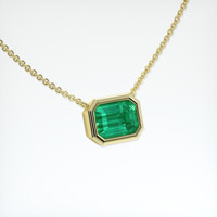 0.95 Ct. Emerald Necklace, 18K Yellow Gold 2