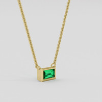 0.20 Ct. Emerald Necklace, 18K Yellow Gold 2