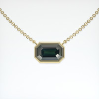 1.08 Ct. Bluish Green Sapphire Necklace, 18K Yellow Gold 1