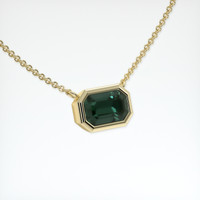 1.08 Ct. Bluish Green Sapphire Necklace, 18K Yellow Gold 2