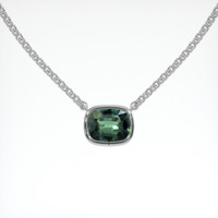 0.66 Ct. Green Sapphire Necklace, 18K White Gold 1