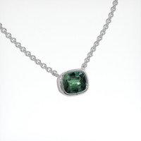0.66 Ct. Green Sapphire Necklace, 18K White Gold 2