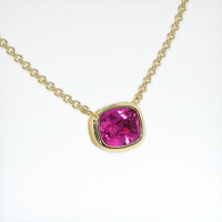 1.00 Ct. Pink Sapphire Necklace, 14K Yellow Gold 2