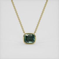 0.88 Ct. Bluish Green Sapphire Necklace, 14K Yellow Gold 1