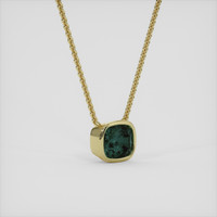0.88 Ct. Bluish Green Sapphire Necklace, 14K Yellow Gold 2