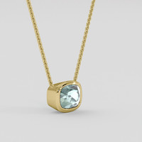 1.23 Ct. Bluish Green Sapphire Necklace, 14K Yellow Gold 1