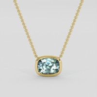 1.23 Ct. Bluish Green Sapphire Necklace, 14K Yellow Gold 2