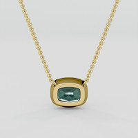 1.23 Ct. Bluish Green Sapphire Necklace, 14K Yellow Gold 4