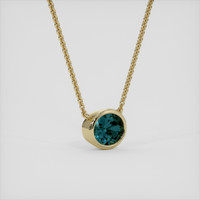 0.68 Ct. Greenish Blue Sapphire Necklace, 14K Yellow Gold 2