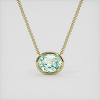 1.13 Ct. Bluish Green Sapphire Necklace, 14K Yellow Gold 1