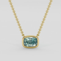 2.29 Ct. Bluish Green Sapphire Necklace, 14K Yellow Gold 1