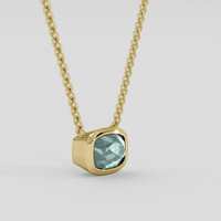 2.29 Ct. Bluish Green Sapphire Necklace, 14K Yellow Gold 2