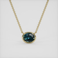 0.68 Ct. Greenish Blue Sapphire Necklace, 18K Yellow Gold 1