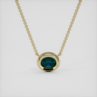0.68 Ct. Greenish Blue Sapphire Necklace, 18K Yellow Gold 4