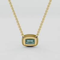 2.29 Ct. Bluish Green Sapphire Necklace, 18K Yellow Gold 4