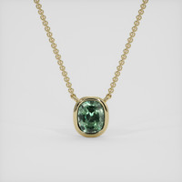 0.90 Ct. Green Sapphire Necklace, 14K Yellow Gold 1