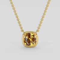 2.48 Ct. Orangish Yellow Sapphire Necklace, 18K Yellow Gold 1