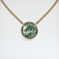 0.97 Ct. Bluish Green Sapphire Necklace, 18K Yellow Gold 1