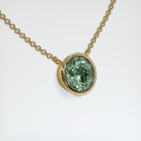 0.97 Ct. Bluish Green Sapphire Necklace, 18K Yellow Gold 2