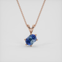 1.56 Ct. Blue Sapphire Pendant, 14K Rose Gold 1