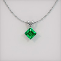 0.79 Ct. Emerald  Pendant - 18K White Gold