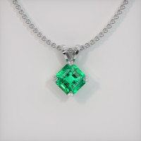 0.99 Ct. Emerald Pendant, 18K White Gold 1