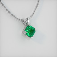 0.99 Ct. Emerald Pendant, 18K White Gold 2