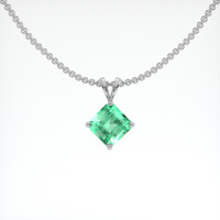 2.00 Ct. Emerald Pendant, 18K White Gold 1