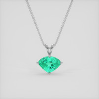 1.55 Ct. Emerald Pendant, 18K White Gold 1