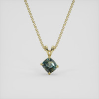 0.97 Ct. Bluish Green Sapphire Pendant, 14K Yellow Gold 1