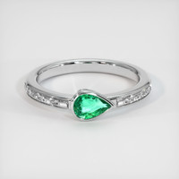 0.32 Ct. Emerald Ring, 18K White Gold 1