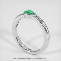 0.32 Ct. Emerald Ring, 18K White Gold 2