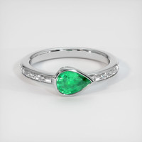 0.65 Ct. Emerald Ring, 18K White Gold 1