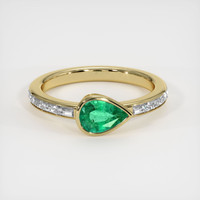 0.65 Ct. Emerald Ring, 18K Yellow Gold 1