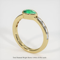 0.65 Ct. Emerald Ring, 18K Yellow Gold 2