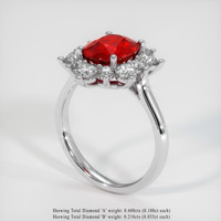 2.21 Ct. Ruby Ring, Platinum 950 2