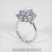 7.83 Ct. Bluish Grey Sapphire Ring, Platinum 950 2