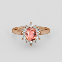 1.08 Ct. Padparadscha Sapphire Ring, 18K Rose Gold 1