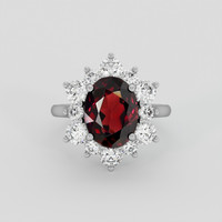 5.20 Ct. Red Rhodolite Garnet Ring, Silver 1