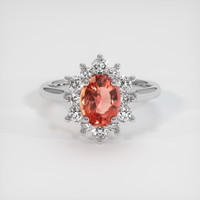 1.41 Ct. Padparadscha Sapphire Ring, 14K White Gold 1