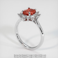 1.41 Ct. Padparadscha Sapphire Ring, 14K White Gold 2