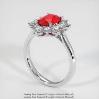 1.30 Ct. Ruby Ring, 14K White Gold 2