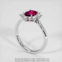 0.74 Ct. Ruby Ring, 14K White Gold 2