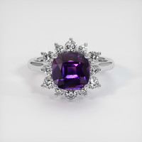 3.04 Ct. Bluish Purple Sapphire Ring, 14K White Gold 1