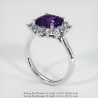 3.04 Ct. Bluish Purple Sapphire Ring, 14K White Gold 2