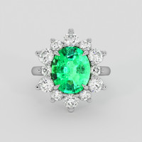 2.14 Ct. Emerald Ring, 18K White Gold 1